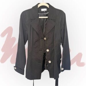 Giacca Charcoal Trench Coat with Light Button Accents